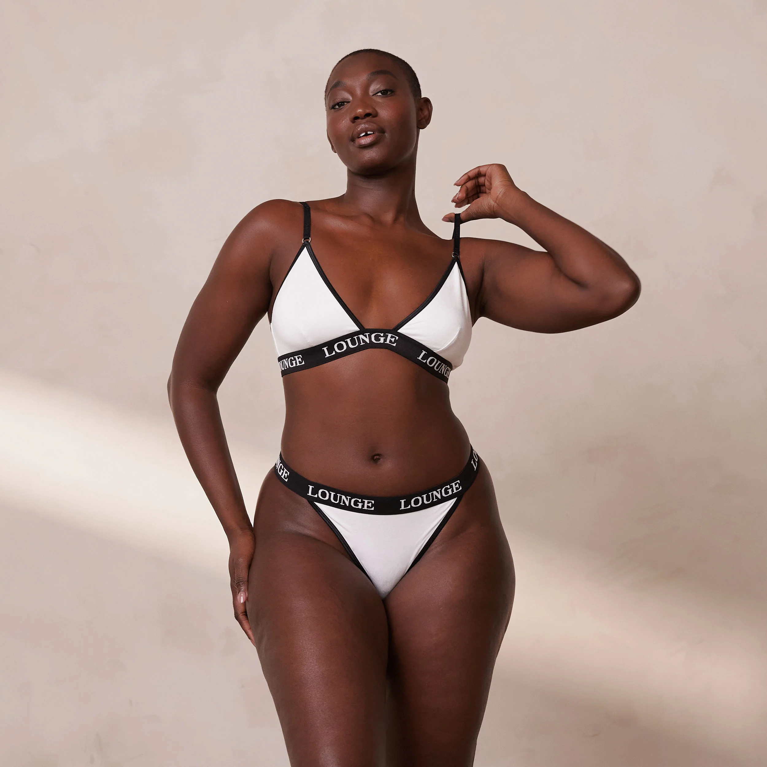 Bamboo Triangle Bra - White & Black - Image 7