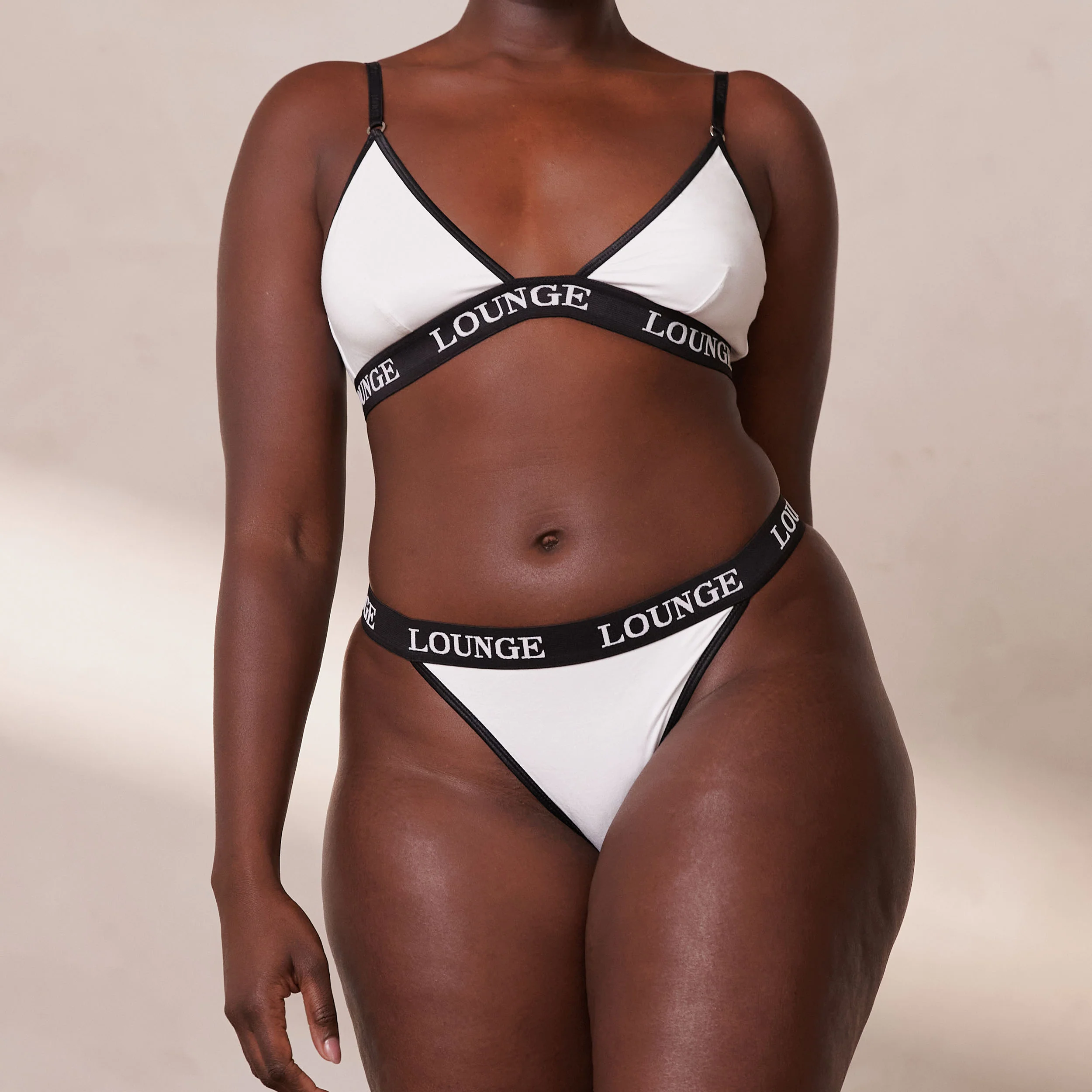 Bamboo Triangle Bra - White & Black - Image 9