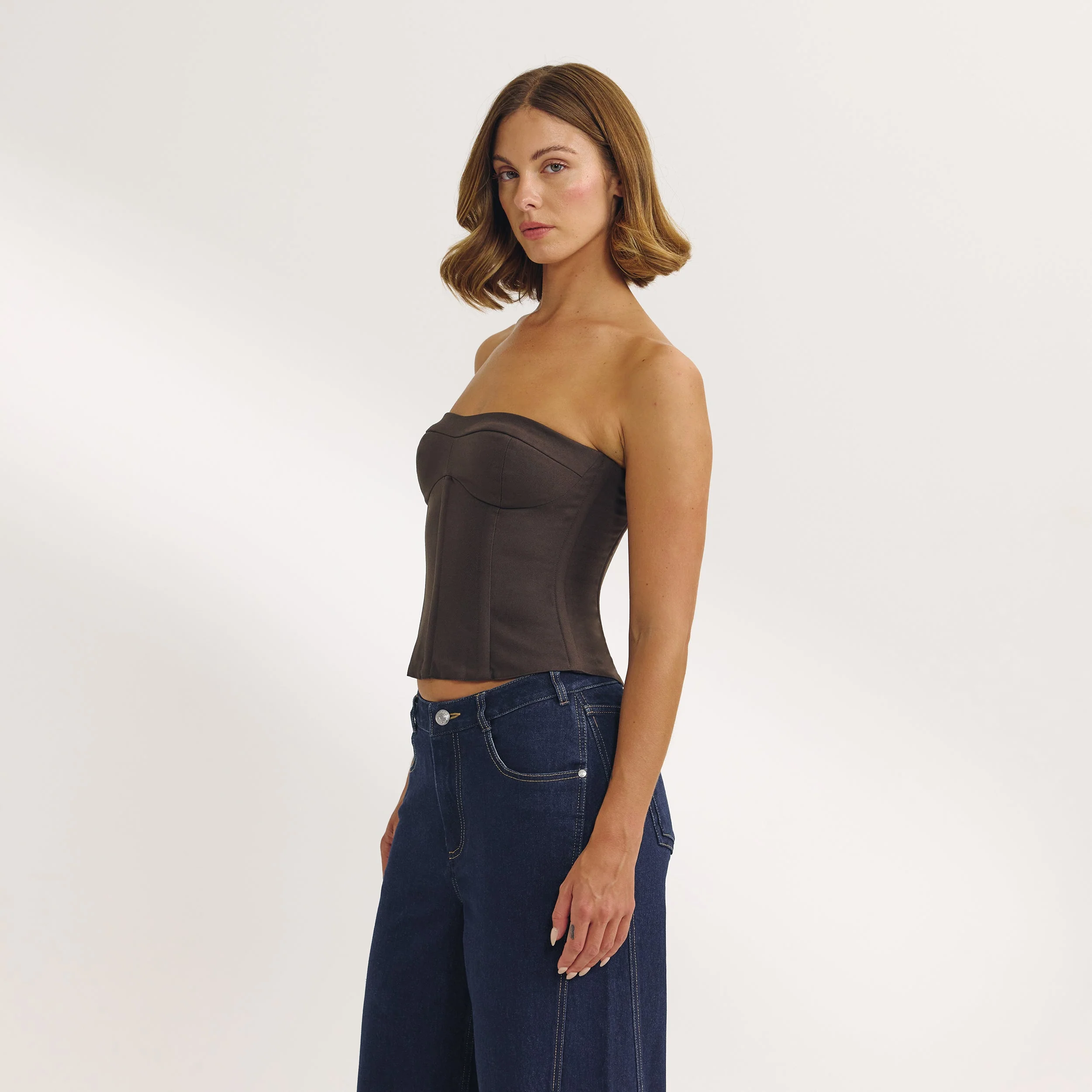 Bandeau Corset Top - Dark Brown - Image 3
