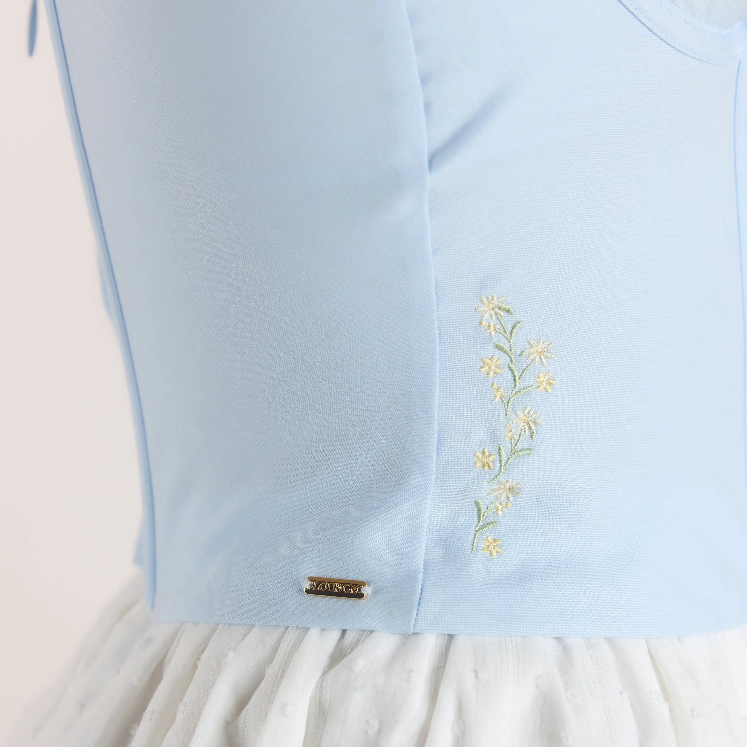 Embroidered Floral Corset Top - Blue - Image 6