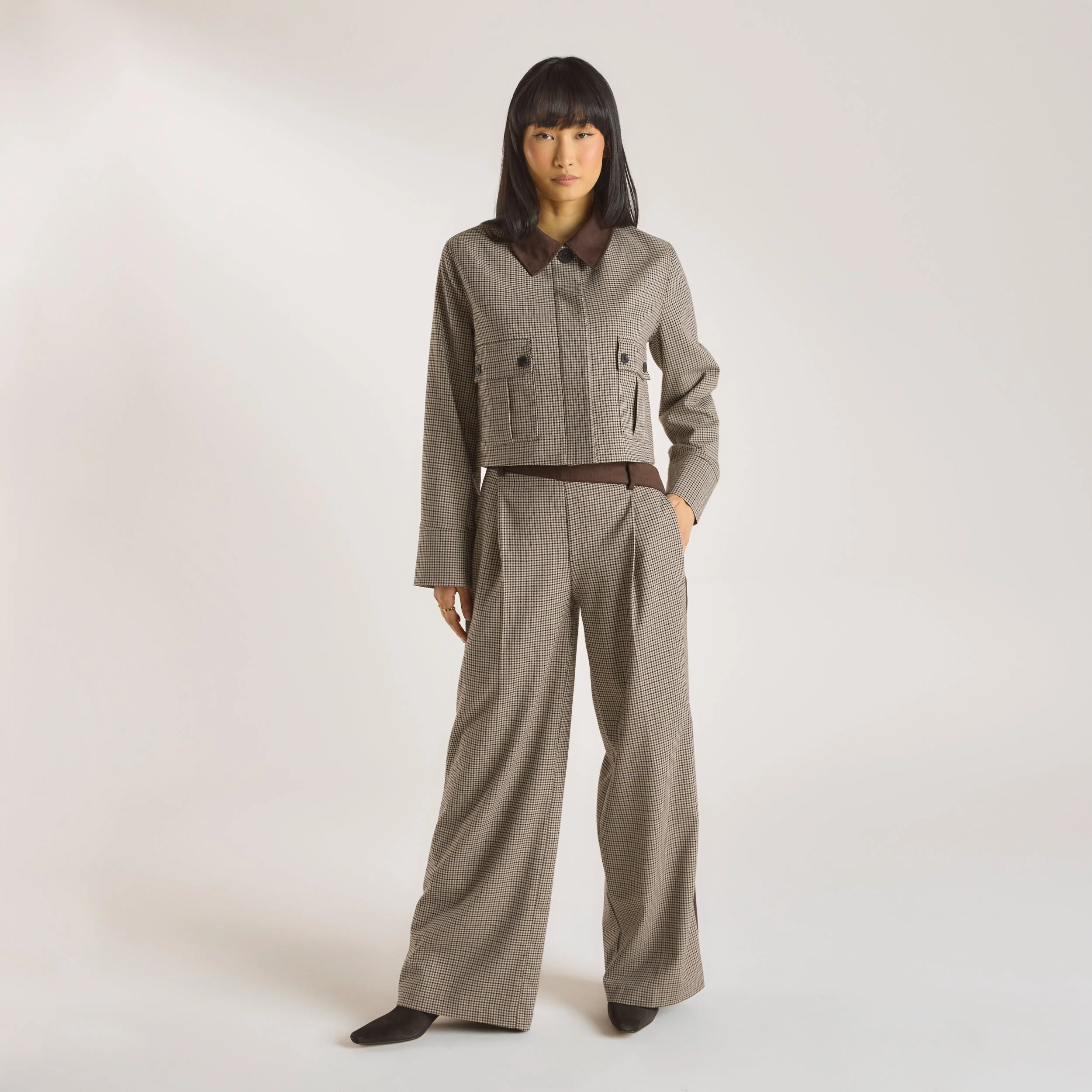 Houndstooth Jacket - Brown - Image 6