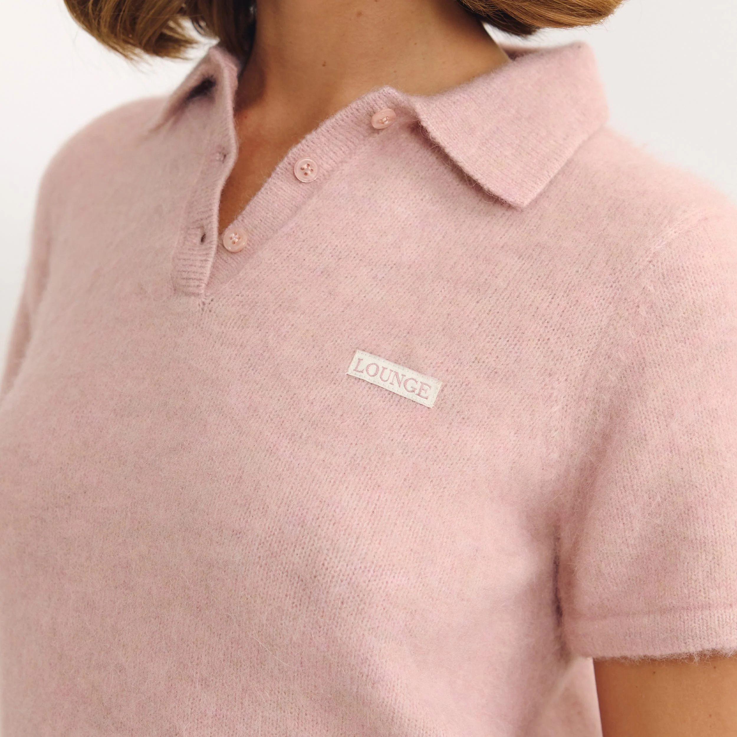 Knitted Polo Top - Pink - Image 3