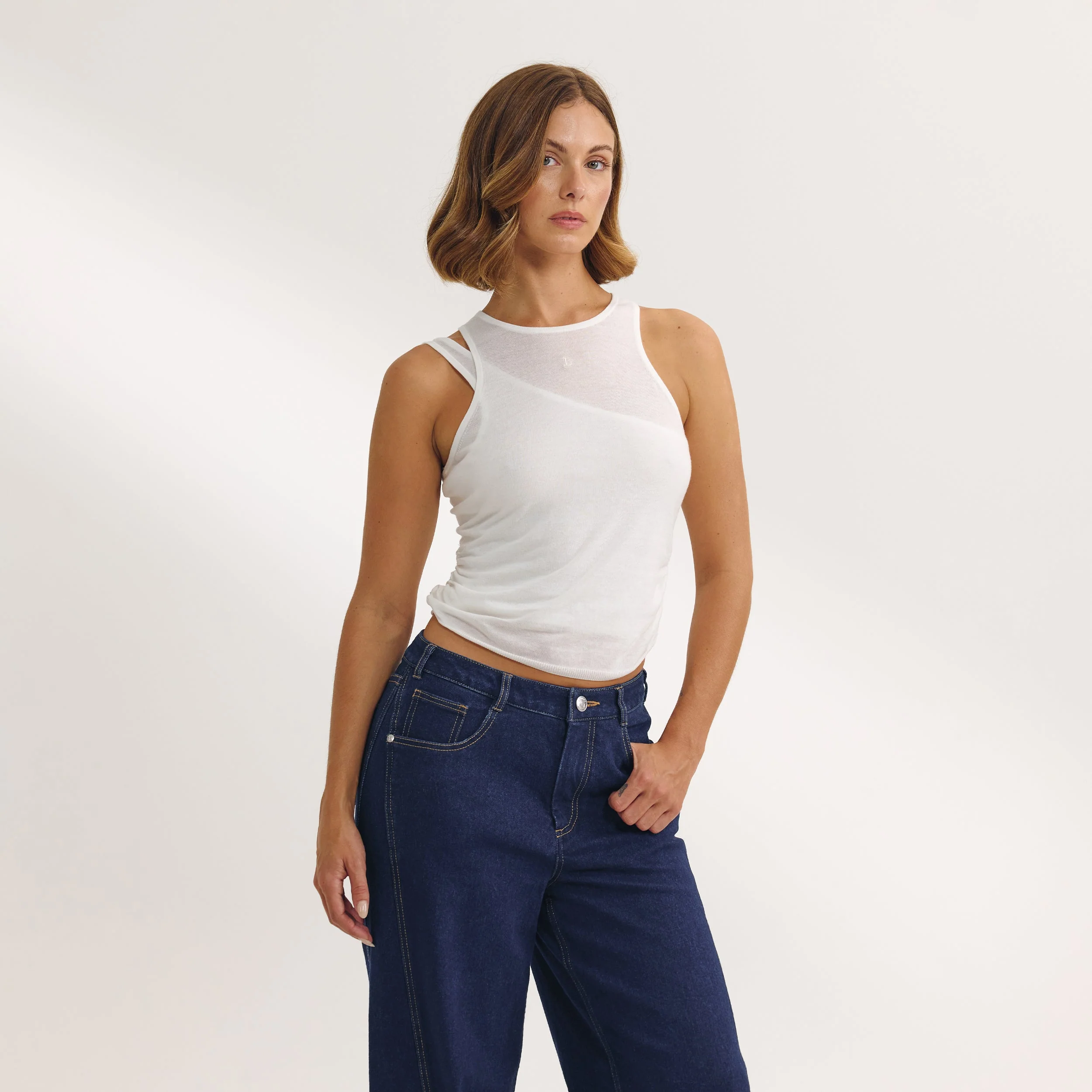 Layered Tank Top - White - Image 3