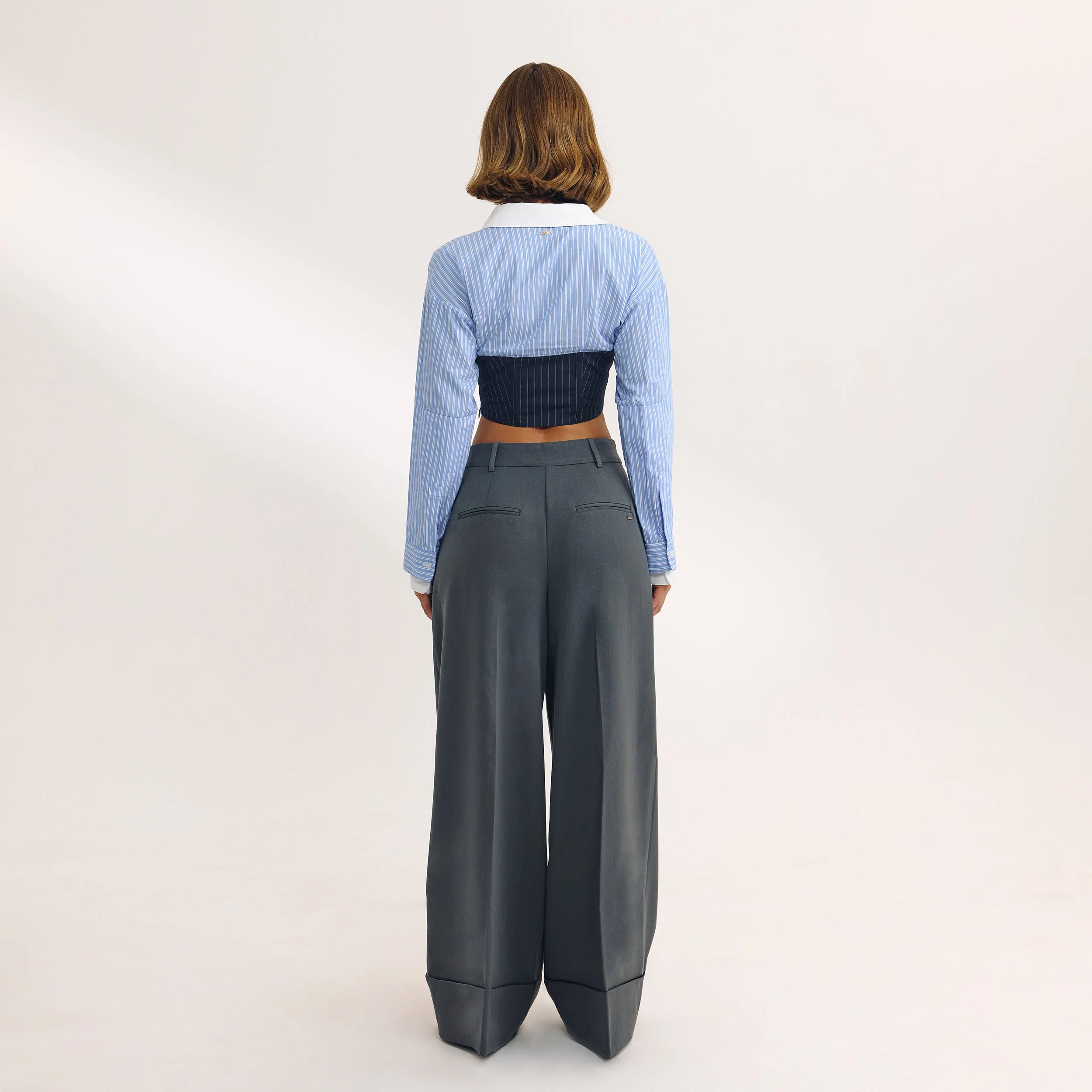 Long-Sleeved Corset Shirt - Blue - Image 5