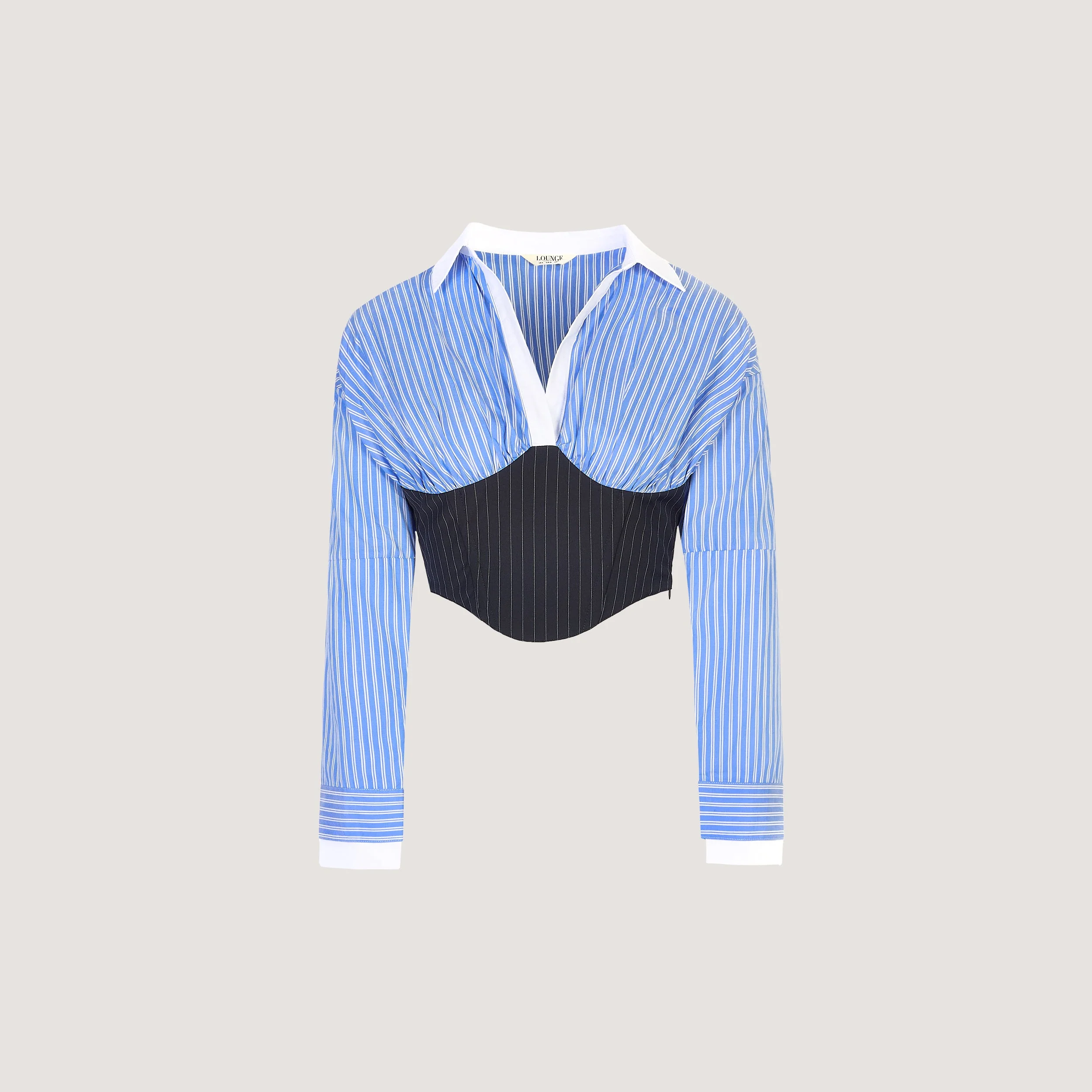 Long-Sleeved Corset Shirt - Blue - Image 7