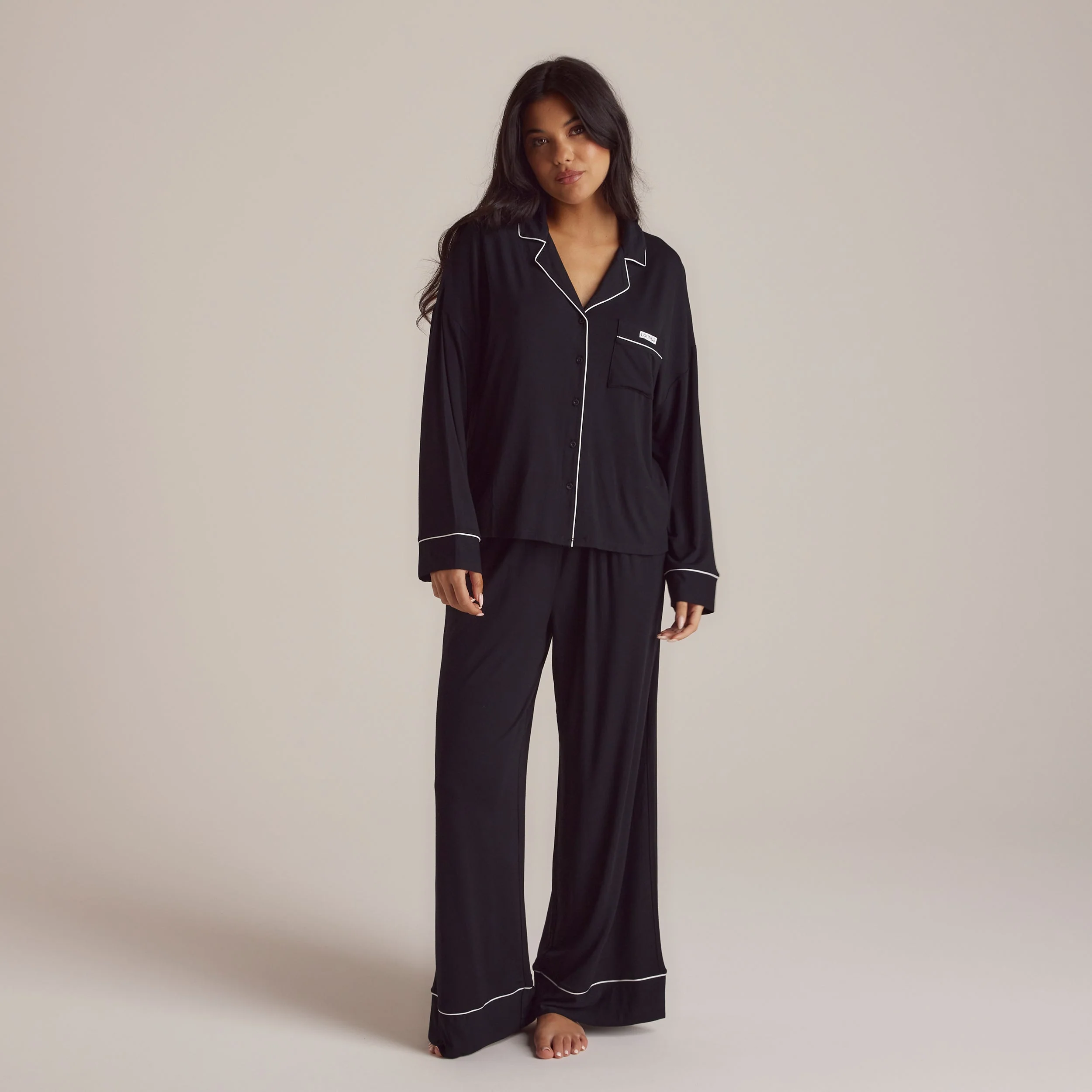 Modal Pyjama Shirt - Black - Image 4