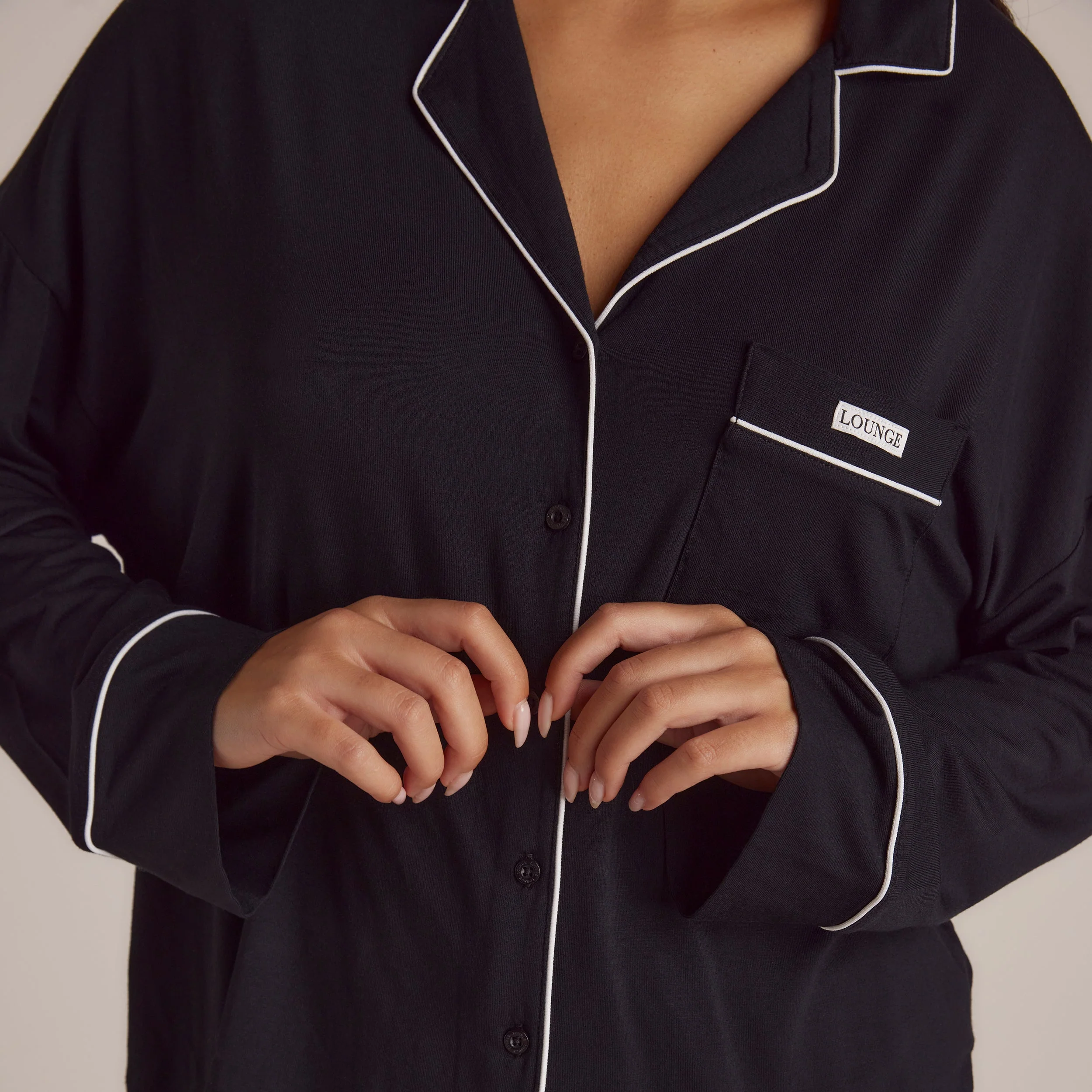 Modal Pyjama Shirt - Black - Image 6
