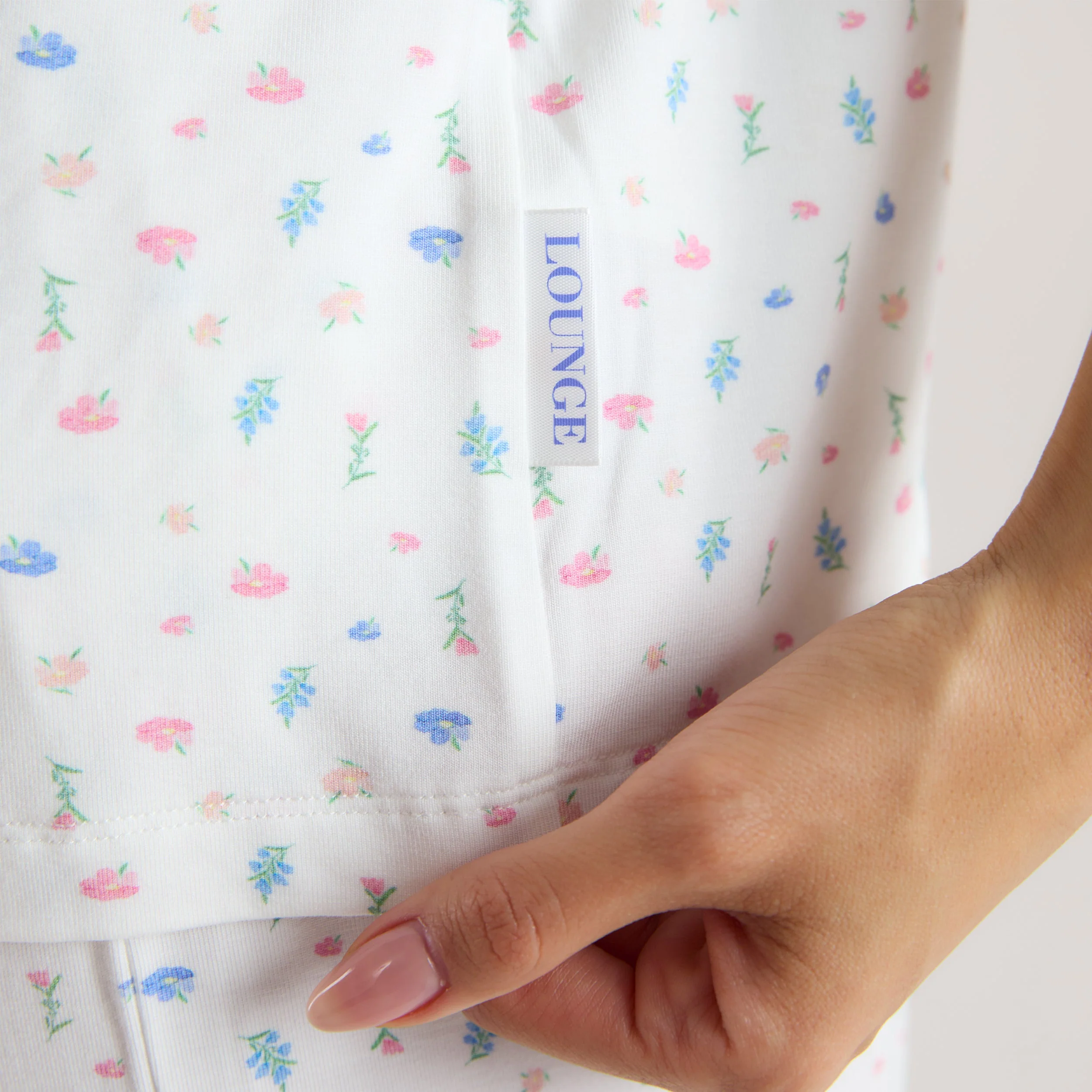 Modal Short Sleeve Pyjama Shirt - White Floral - Image 4
